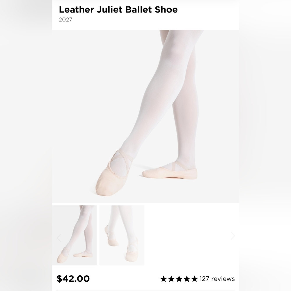 Capezio Juliet Leather Split Sole Ballet Shoe New Pink Adult M W